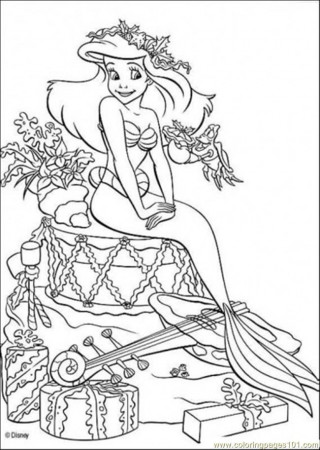Coloring Pages Ariel Is Sitting (Cartoons > The Little Mermaid 