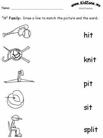 Free printable word family worksheets
