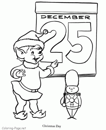 Christmas Coloring Pages - Elf on 25th