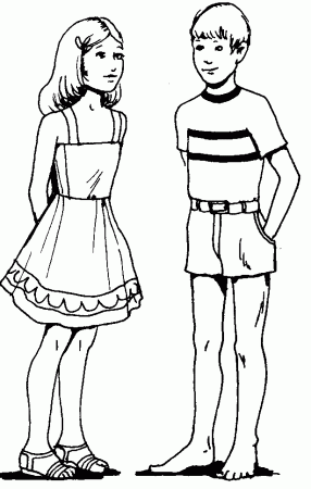 Child Little Boy And Girl Coloring Pages