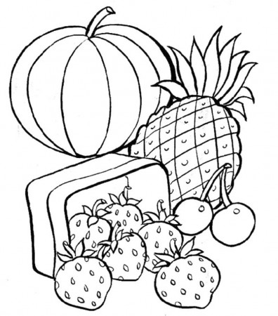 Healthy Food Coloring Pages : Fruit Healthy Food Coloring Page 