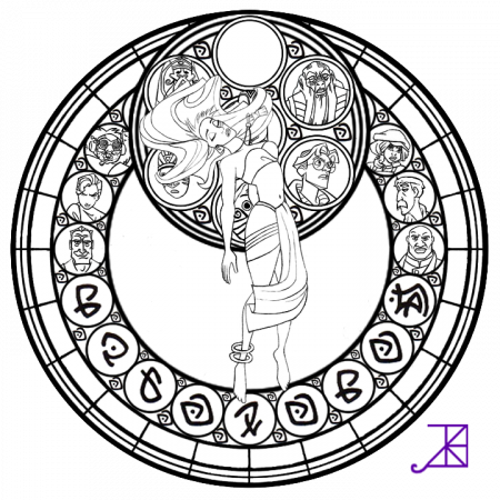 Pocahontas Stained Glass -line art- by Akili-Amethyst on deviantART