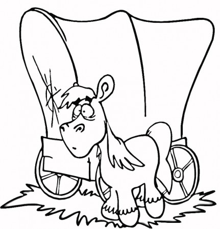 Covered Wagon Pioneer Truck Coloring Pages - Pioneer Day Coloring 