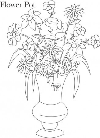 Online Flower Pot Coloring Page | Laptopezine.