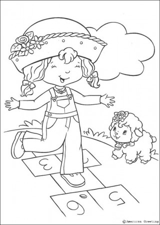 STRAWBERRY SHORTCAKE coloring pages - Angel Cake and a little sheep