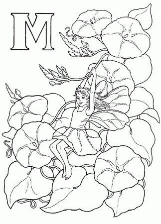 Download Elf And Flowers With Letter M In Alphabet World Coloring 
