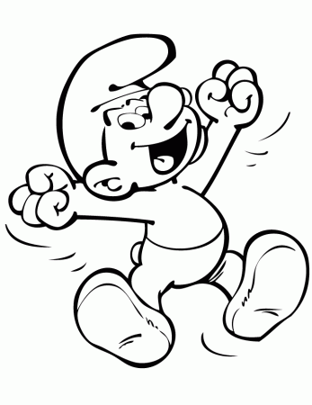 Smurf Jumping For Joy Coloring Page | Free Printable Coloring Pages