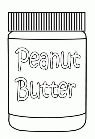 Peanut Butter Jar Coloring Page For Kids - Food Cartoon Coloring 