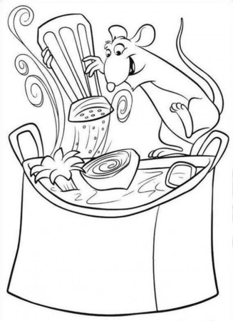 Ratatouille Cooking Mouse Coloring Page Coloringplus 9364 Cooking 
