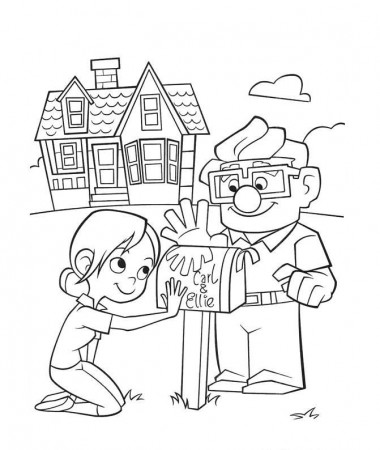 Carl And Ellie Mailbox Coloring Online | Super Coloring
