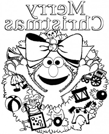 Elmo Sesame Street Merry Christmas Coloring Page - Kids Colouring 
