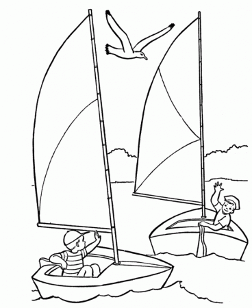 July 4th Coloring Pages - Fourth of July Boat Sailing Coloring 