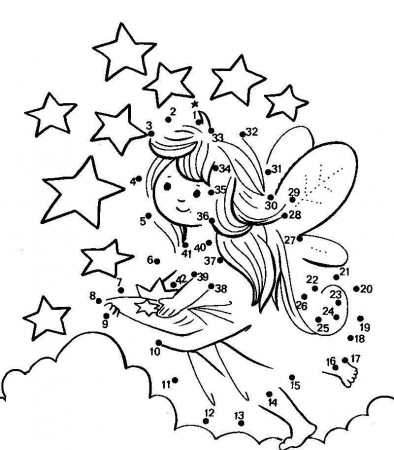 Beautiful Fairy Cartoon Dot To Dot Coloring Pages For Kids