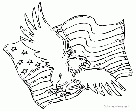 American Eagle and Flag - Printable coloring pages
