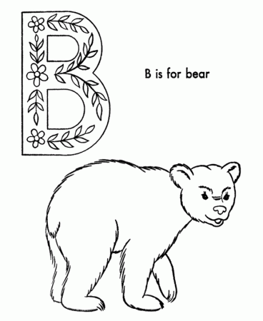 ABC Alphabet Coloring Sheets - ABC Bear - Animals coloring page 