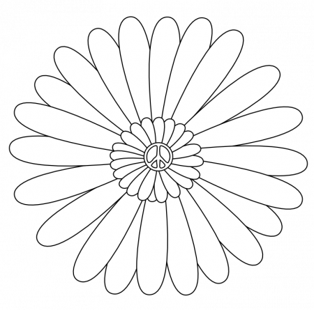 Peace Symbol Peace Sign Flower 55 Black White Line Art Coloring 