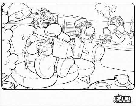 New Club Penguin Coloring Page – Penguins At The Coffee Shop 