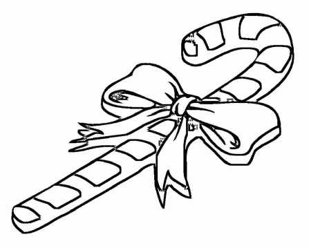 Christmas Coloring Pages : Candy Cane Decorated With Huge Ribbons 