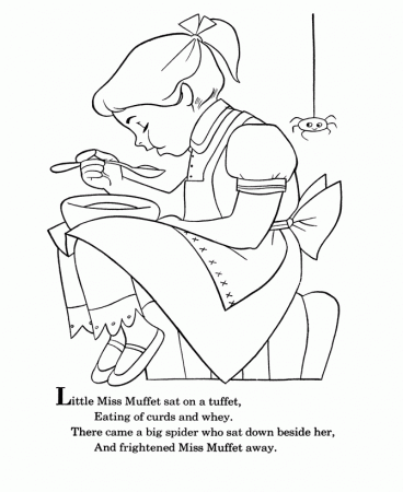 BlueBonkers - Nursery Rhymes Coloring Page Sheets - Little Miss 