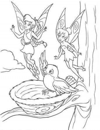 Print Tinkerbell Friend And Bird Coloring Page or Download 