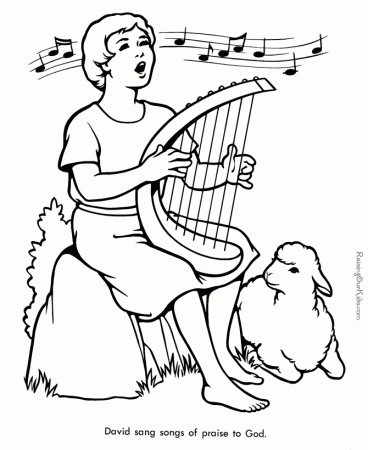 David playing harp as a shepherd boy. | Coloring pages to print | Pin…