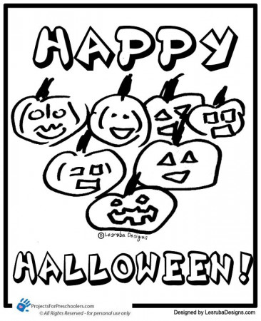 Free Printable happy halloween pumpkins coloring page - from 