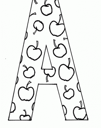Activity Coloring Pages : Letter A Shaped Apple Coloring For Kids 
