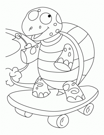 Balanced tortoise on skateboard coloring pages | Download Free 