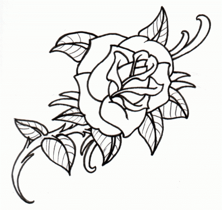 Wonderful Outline Rose Tattoo Design