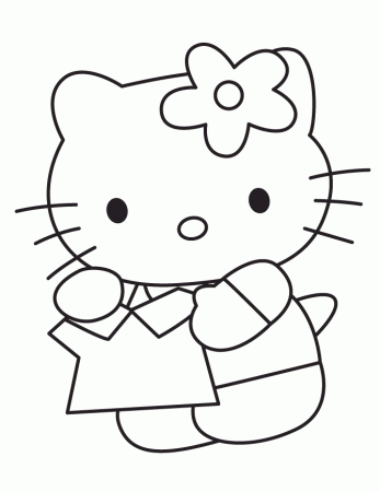 Sanrio Hello Kitty Holding Shirt Coloring Page | Free Printable 