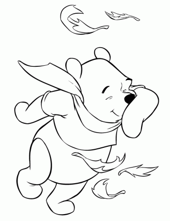 Winnie The Pooh In The Fall Wind Coloring Page | Free Printable 