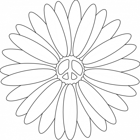 Peace Symbol Peace Sign Flower 32 Black White Line Art Coloring 