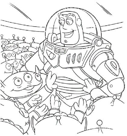 Print Sarge Alien With Buzz Lightyear Toy Story 2 Coloring Pages 