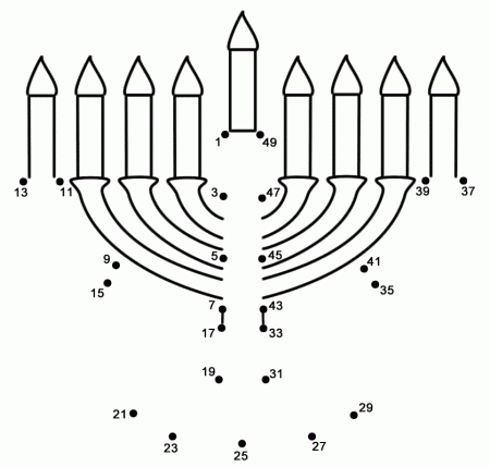 Menorah - Connect the Dots, count by 2's, starting at 1 (