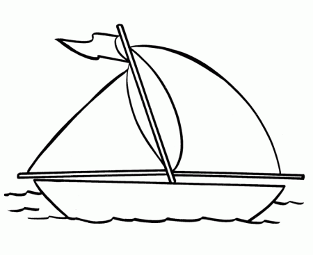 Easy Coloring Pages | Big Sailboat Easy Coloring activity Pages 