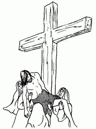 Jesus Cross Coloring Printable Page For Kids