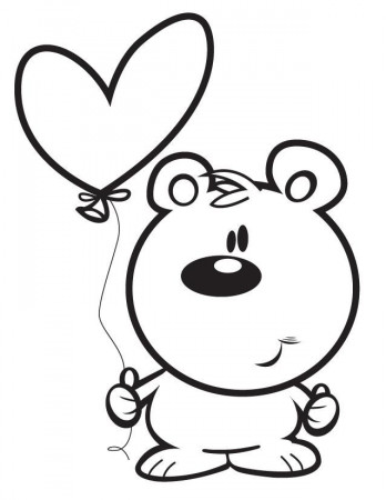 Bear with Heart - Free Printable Coloring Pages