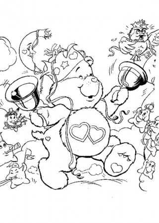 CARE BEARS coloring pages - Love-a-lot Bear and bells