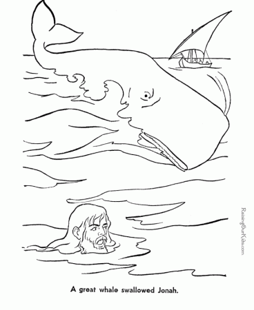 Jonah and Whale - Bible coloring page to print 044