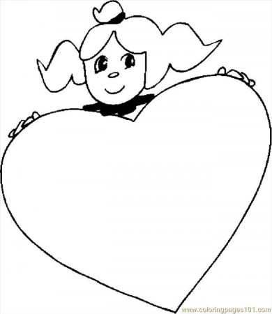 printable coloring page girl heart holidays valentines day 
