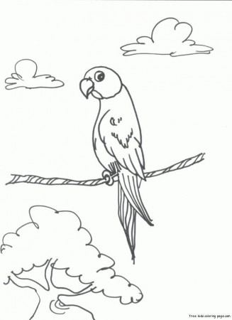 Print out bird Parrots coloring pages for childrens - Free 