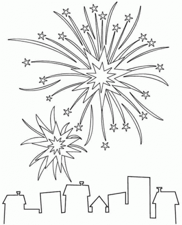 Free Coloring Sheets New Year Fireworks For Kids - #