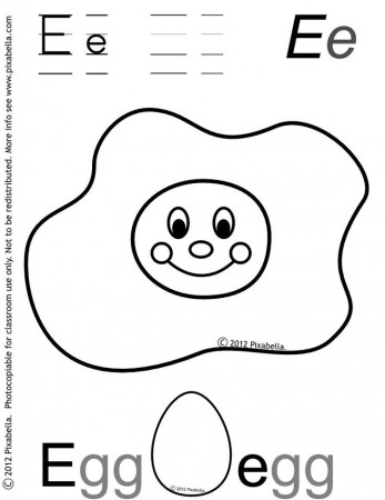 E: e is for egg coloring page | Letter E