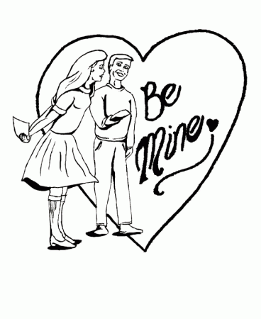 Valentine's Day Hearts Coloring Pages - A Boy and a Girl and a 