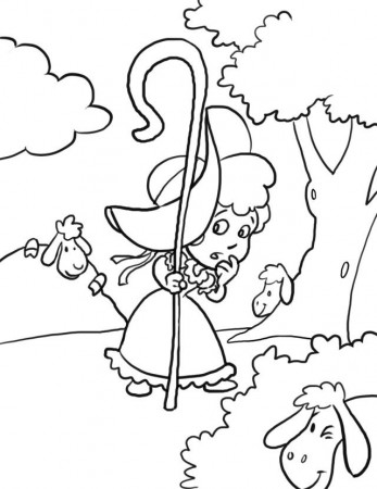 Little Bo Peep Nursery Rhyme Coloring Printable Page For Kids 