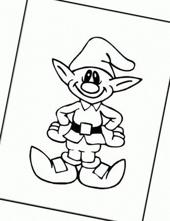 A Happy Face Elf Cheering Christmas Coloring Page: an happy face 