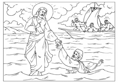 Coloring page Peter loses faith - img 25920.