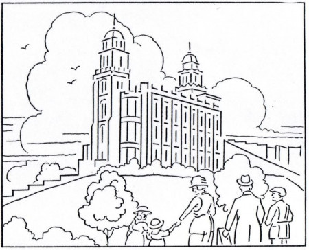 Mormon History Coloring Book, 1923: August, “Temple Building 