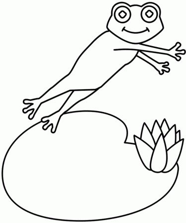 Frog and Lily Pad - Coloring Page (