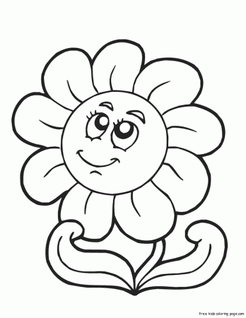 Print out spring Happy face flower coloring page - Free Printable 